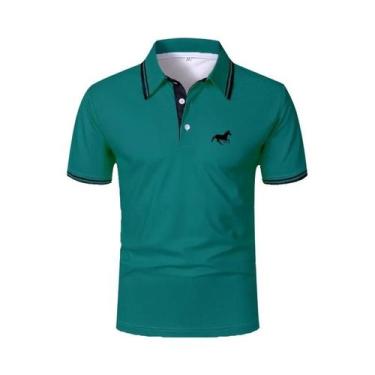 Imagem de Camisa Polo Casual De Verão Masculina De Manga Curta Em Poliéster Com 