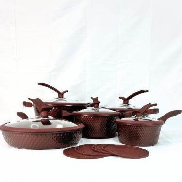 Imagem de Jogo de Panelas Cerâmica 17 Peças Antiaderente - Fundo Triplo Indução,