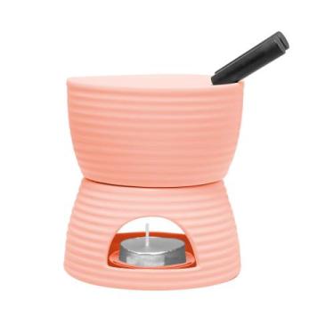 Imagem de Aparelho de Fondue Wolff Lines 6 Peças de Porcelana Rosa