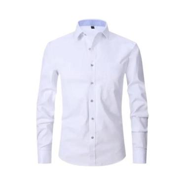 Imagem de Camisa Social Masculina Branca Clássica De Manga Longa Com Punho Franc