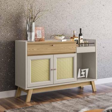 Imagem de Balcão Aparador Buffet Retrô Bar Classico Carvalho Off White