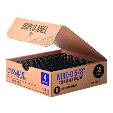 Imagem de Wireo para Encadernação 2x1 A5 Preto 5.8 para 120 fls 04un - Cassmar
