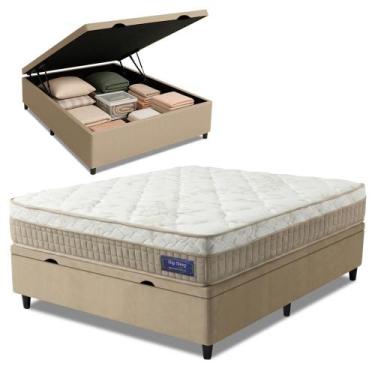 Imagem de Cama Box Baú Colchão Casal Molas Ensacadas Euro In Natural Confort 138
