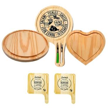 Imagem de OFERTA DIA DAS MAES 5 Tábuas Madeira Natural para Frios, Queijos, Hamb