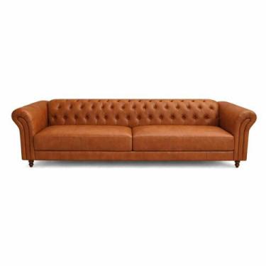 Imagem de Sofá Decorativo Sala de Estar Chesterfield 2 Lugares 180cm Couro Conha