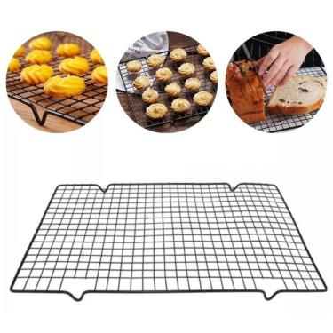 Imagem de Grade de Resfriamento Bolos Biscoitos 41CM Antiaderente em Metal com Design Elevado para Resfriamento Uniforme Preto