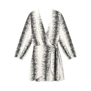 Imagem de Vestido Estampado Transpassado Com Mangas Longas E Amarração-Feminino
