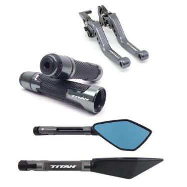 Imagem de Kit Manete Manopla Retrovisor Titan Fan 125 150 160 Freio á disco - No