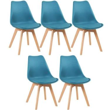 Imagem de Kit 5 Cadeiras Laráz Leda com Assento Estofado Azul petróleo - Laraz