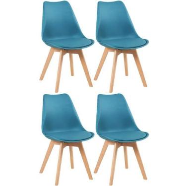 Imagem de Kit 4 Cadeiras Laráz Leda com Assento Estofado Azul petróleo - Laraz
