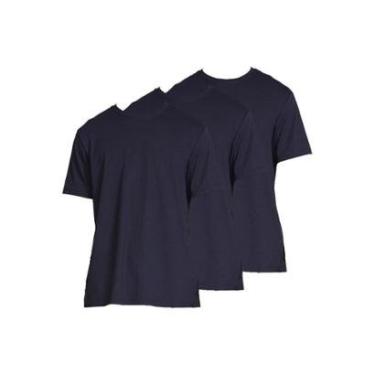Imagem de Kit com 3 Camisetas Masculina Hering 227 Azul Marinho-Masculino
