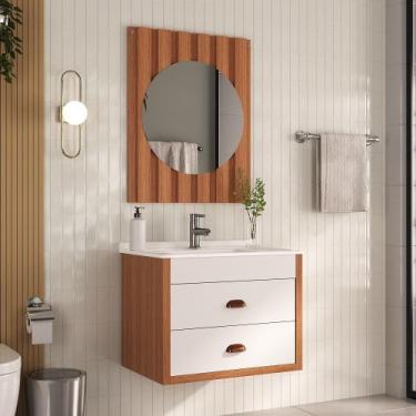 Imagem de Conjunto para Banheiro Completo com Gabinete Suspenso 65cm 2 Gavetas c