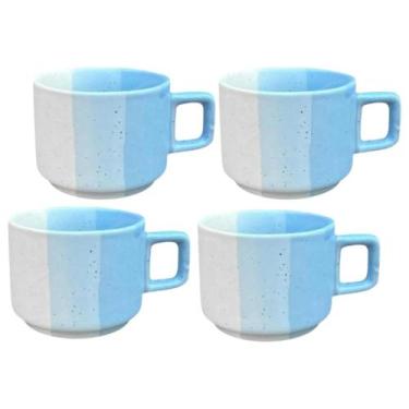 Imagem de Jogo de Xicaras Cafezinho Chá Cerâmica 90ml AZUL 4 Unidades - AM
