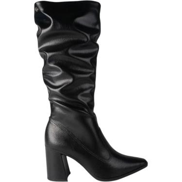 Imagem de Bota Feminina Casual Dia a Dia Passeio Festa Rodeio Cano Alto Bico Fino Salto Bloco Alt...