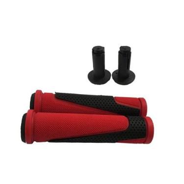 Imagem de Manopla MTB Emborrachada C/ Trava Ponteira Preto C/ Vermelho - HUALONG