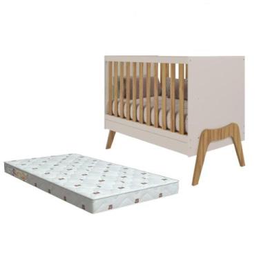 Imagem de Kit Berço Guti Off White/Amêndoa + Colchão Orthoflex Infantil - PEROBA