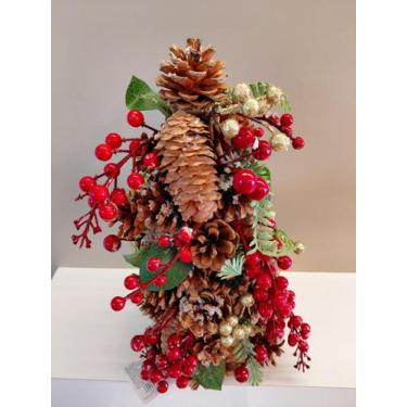 Imagem de Árvore Natal Decorada 33cm Pequena Decoração Natalina Papai Noel Prese