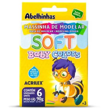 Imagem de Massinha Soft Baby Colors Acrilex c/ 6 Tons Pastel 90g