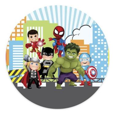 Imagem de Capa Para Mini Painel Redondo Decoração em Casa Heróis Cute Infantil M