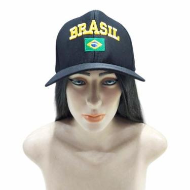 Imagem de Boné Brasil Adulto Unissex Cor:Preto - Genérico, Preto