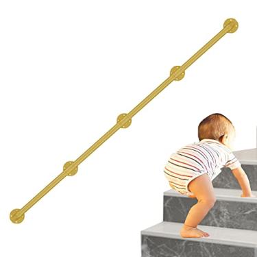 Imagem de Pkfinrd Corrimão de escadas para trilhos internos feito de ferro forjado dourado para escadas e corrimão montado na parede kit de suporte com suportes