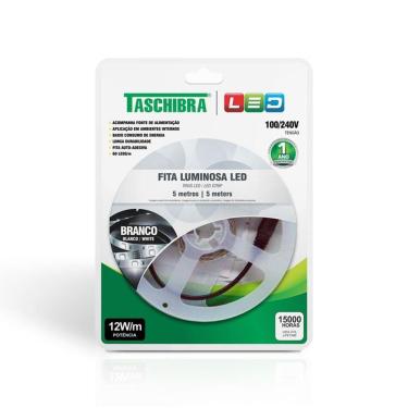 Imagem de Fita de Led Taschibra com 5 metros 12W Bivolt 6500K Luz Branca