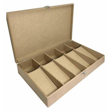 Imagem de Caixa De Dinheiro Mdf Fecho E Dobradiça Metal 10 Divisórias