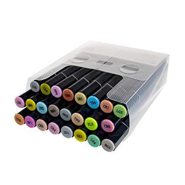 Imagem de Marcadores de ponta dupla com álcool - Pacote com 24 marcadores de arte Noir de espectro misturável - leve