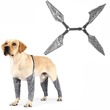 Imagem de Protetor de cotovelo para cães, manga de perna frontal para parar de lamber, cães respiráveis suporte de ombro nas costas para cães pequenos, médios grandes, cinza, GG