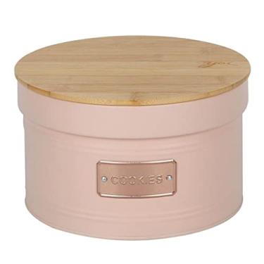 Imagem de Lata Hermética para Biscoito de Metal com Tampa de Bambu Matte Rosa 3,5L