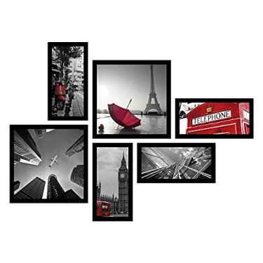 Imagem de Quadros Decorativos Cidades do Mundo Detalhe em Vermelho com Moldura