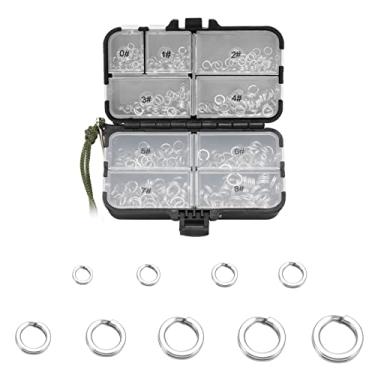 Imagem de Conjunto de acessórios de pesca de 450peças/caixa de alta resistência com anel dividido de aço inoxidável pesado conector de isca 9 tamanhos