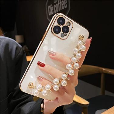 Imagem de Cadeia de pulseira de pérolas capa macia para iphone 13 12 pro max 11 xs x xr 7 8 plus mini se 2 glitter capa de silicone, j, para iphone 13mini