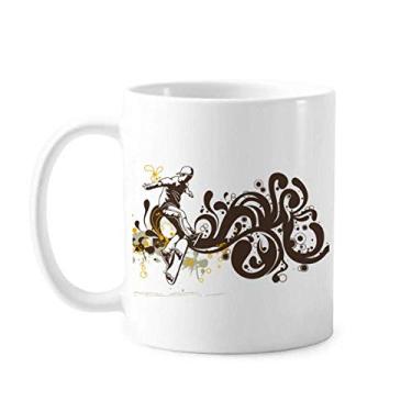 Imagem de Caneca de cerâmica com estampa de flores para esportes de inverno e esqui