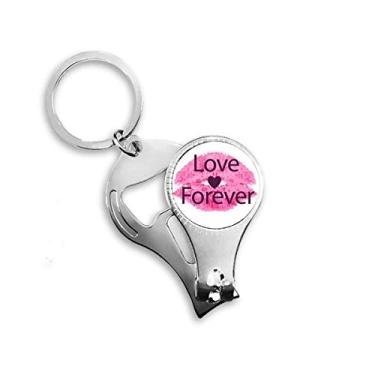 Imagem de Dia dos Namorados Rosa Lip Love Forever Nail Nipper Ring Chaveiro Abridor de Garrafas Cortador