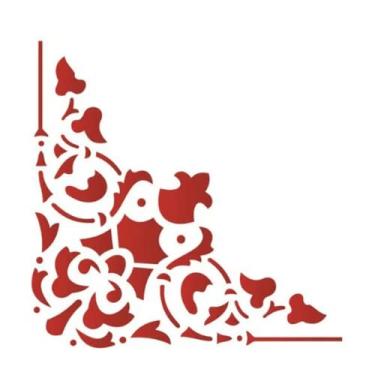 Imagem de Stencil de Acetato para Pintura OPA 14 x 14 cm - 1733 Cantoneira Arabesco Cruz