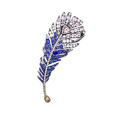 Imagem de KIZQYN Broche feminino elegante e charmoso broche de penas vintage luxo broche de terno acessórios de casaco pino de joias presente acessório de fantasia