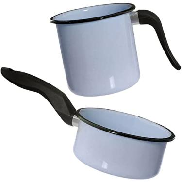 Imagem de Conjunto Panela Esmaltada Ágata 1L e Leiteira 1,5L com Cabos em Nylon Esmaltados Silva Azul