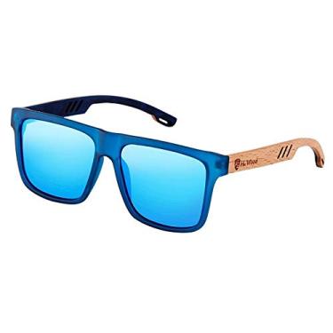 Imagem de Óculos de Sol Masculino HU WOOD Polarizado Proteção UV400 (AZUL)