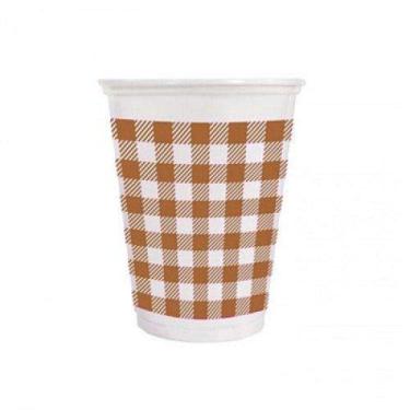 Imagem de COPO 200 ML XADREZ MARROM 20X25 UNID