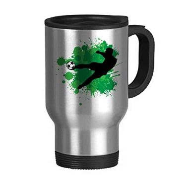 Imagem de Caneca de viagem esportiva de futebol americano Penalty kick com tampa flip em aço inoxidável copo de carro copo térmico