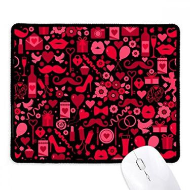 Imagem de Black Pink Hearts Lábios Dia dos Namorados Antiderrapante Mousepad Jogo Escritório Preto Bordas Costuradas Presente