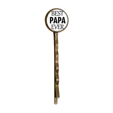 Imagem de Best Papa Ever Citação Dia dos Pais Retro Metal Hair Bobby Pin Headwear