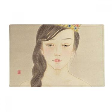 Imagem de DIYthinker Beauty Royal Crown Tapete de aquarela chinesa Tapete antiderrapante para porta de banheiro