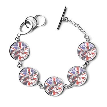 Imagem de DIYthinker Pulseira de guitarra de rock da Inglaterra, bandeira do país da Inglaterra, bracelete de corrente do Reino Unido