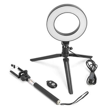 Imagem de SERWIN - 16cm Dimmable Beauty Selfie Ring Light Lamp w/Tripod Pography LED Ring Light for Makeup YouTube Video Live Studio Fill Light