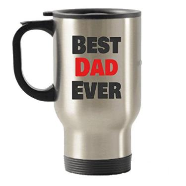 Imagem de SpreadPassion Caneca com isolamento térmico de aço inoxidável para viagem Dia dos Pais Best Dad Ever