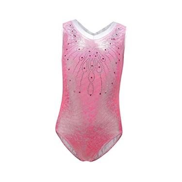 Imagem de Colaxi Collant de ginástica para meninas, roupa sem mangas, fantasia de ginástica, vestido de ginástica brilhante, collant atlético, collant de dança, Array