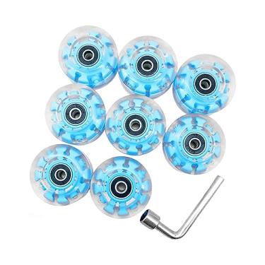 Imagem de MERIGLARE 8Pcs Quad Roller Skate Wheels Luminous Skateboard Wheels Easy to Install Light up Quiet Replacements for Outdoor Roller Skating, Luz azul