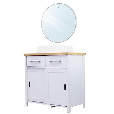 Imagem de Gabinete Armário Banheiro Ditália com Cuba + Espelho/Bn-03 cor:cinza